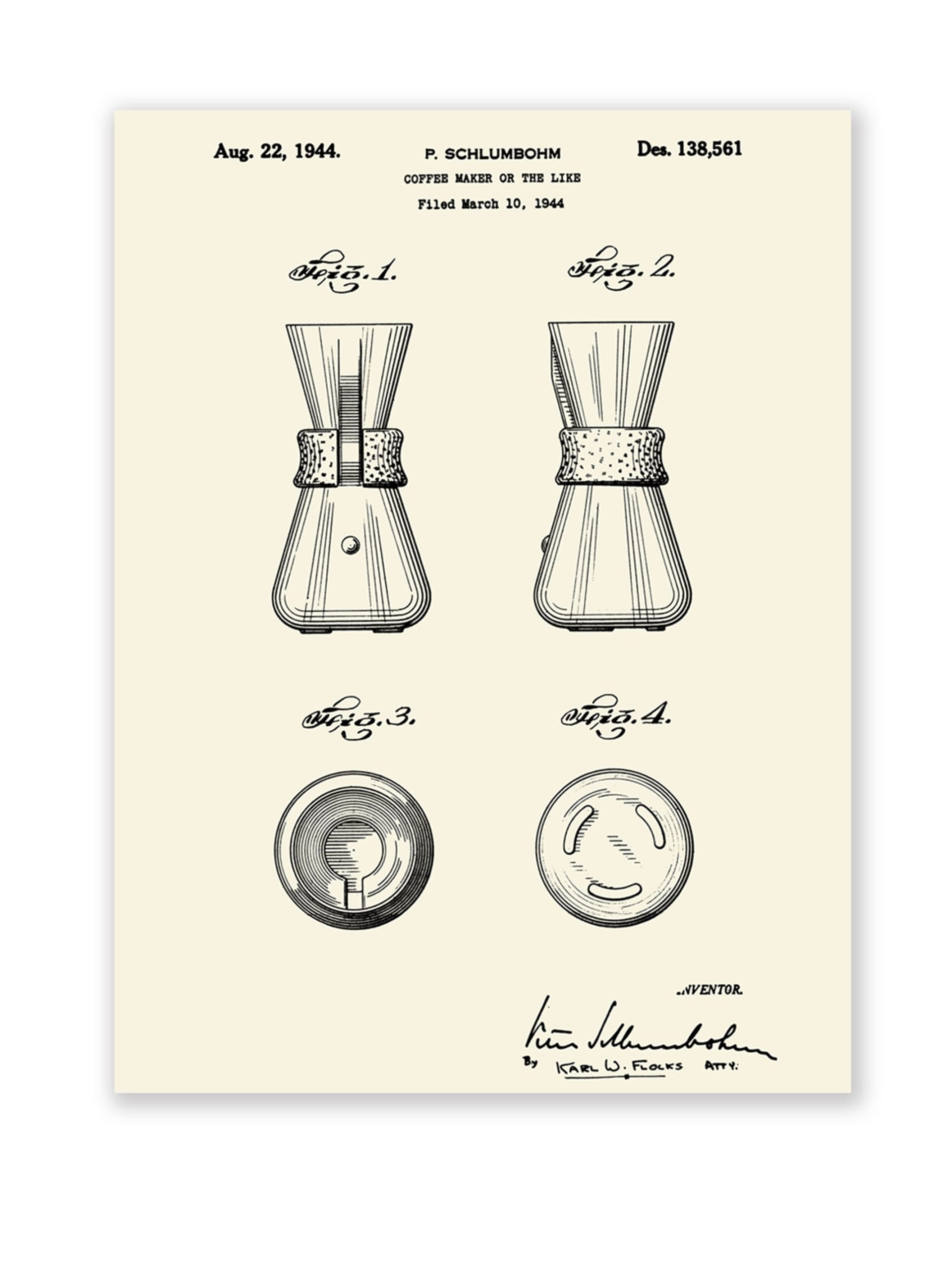 Patent Poster Coffeemaker 1944
